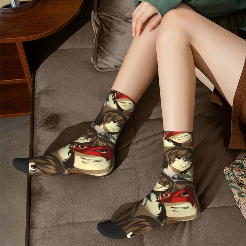 ถุงเท้า Goro akechi มีหลายหน้าสำหรับเป็นของขวัญของผู้ชายและชุดถุงเท้าถุงน่องคุณภาพสูงสไตล์ฮาราจูกุ