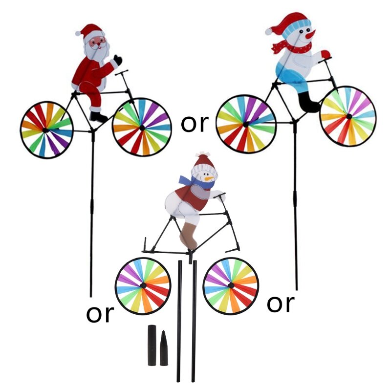 3D большой снеговик Санта-Клаус на велосипеде, ветряная мельница, вертушка, вертушка, двор, сад, Прямая поставка