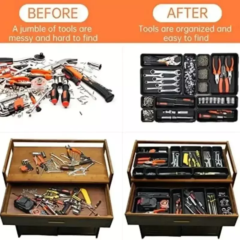 8/16Pcs Tool Box Organizer Hardware Tool Tray Garage Organization Set Tool Tray Dividers Chest Drawer Workbench Cabinet Bins