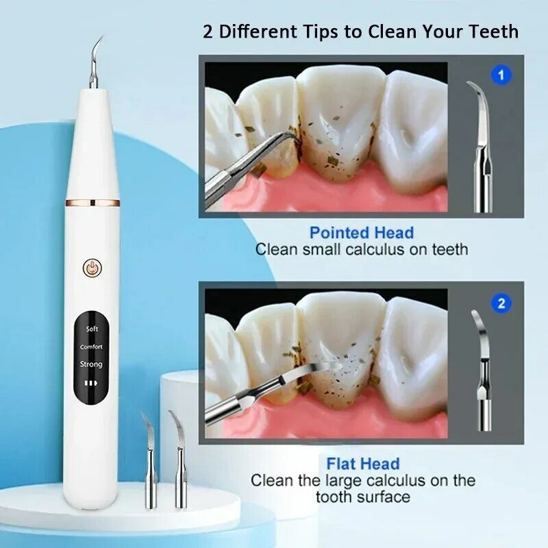 Elettrico Sonic Dental Calculus Scaler denti orali rimozione tartaro placca macchie rimozione detergente sbiancamento dei denti portatile con LED