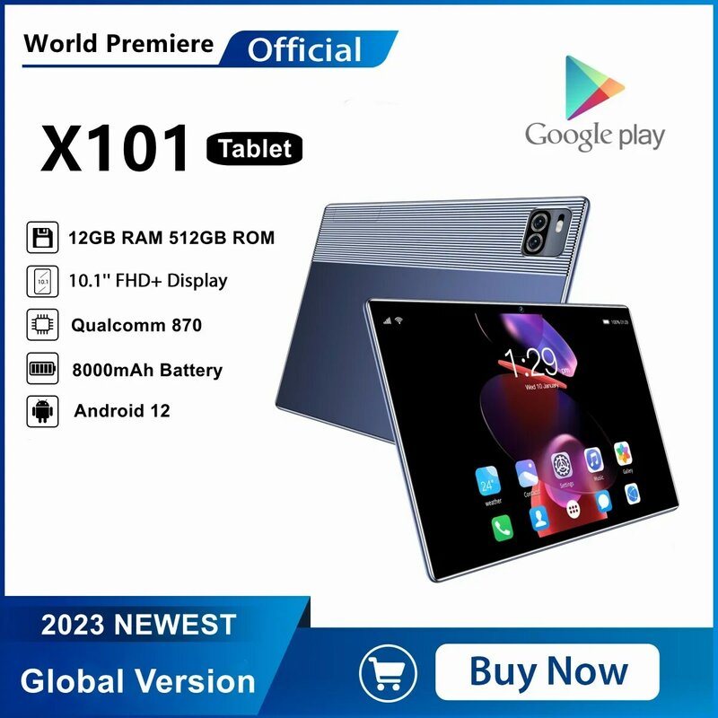 Tableta Pad Pro de 12GB de RAM, 512GB de ROM, pantalla HD de 10,1 pulgadas, Android 12, 4G/5G, ranura para tarjeta SIM Dual, batería de 8000mAh, Original, nueva