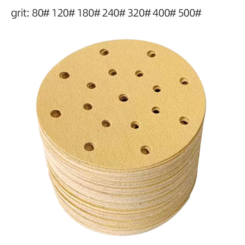 NORTON A293 Gold Sandpaper 6-inch 17-Hole Dry Sandpaper 150mm Flocking Round Car Putty Wood Sanding Chip Sandpaper 80-500grit