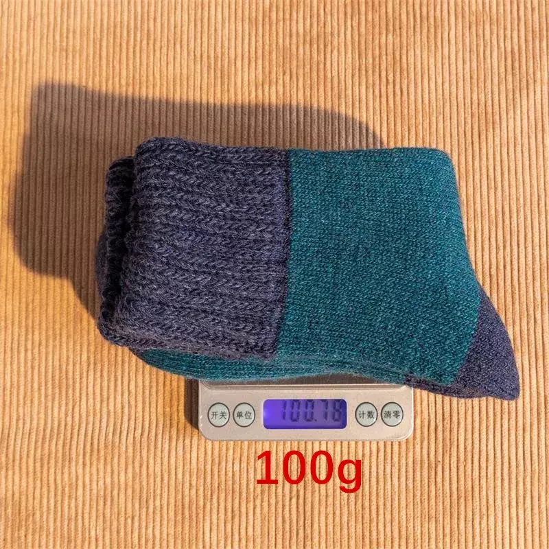 5Pairs/Wool Socks Winter Men's Super Thick Merino High Quality Wool Fashion Color Casual Warm Mid-tube Socks Plus Size EU38-46