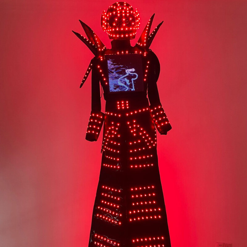 Robot LED w pełnym kolorze Inteligentne piksele Garnitur Kostium Ubrania Szczudła Kostium Walker Światła LED Świecąca kurtka
