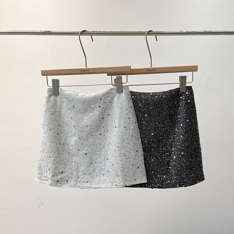 Französisch schicke Sommer röcke für Frauen Pailletten A-Linie hohe Taille weiblichen Minirock elegante ol kausale Röcke mit Futter Drops hip