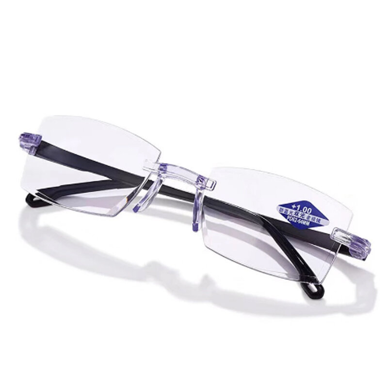 Gafas de lectura de doble uso, lentes de lectura de alta tecnología, antiluz azul, sin marco, antirradiación, de 0 a + 4,0