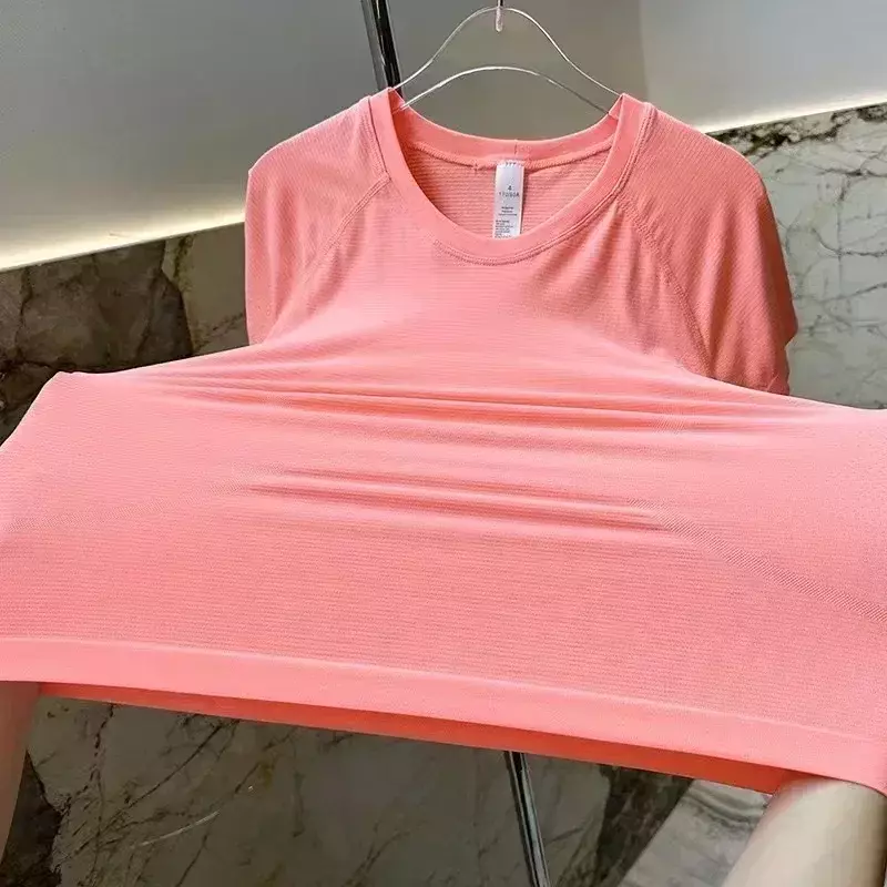 Lemon-camisa deportiva de manga corta para mujer, Top de secado rápido, transpirable, de alta elasticidad, para Yoga, Fitness y correr