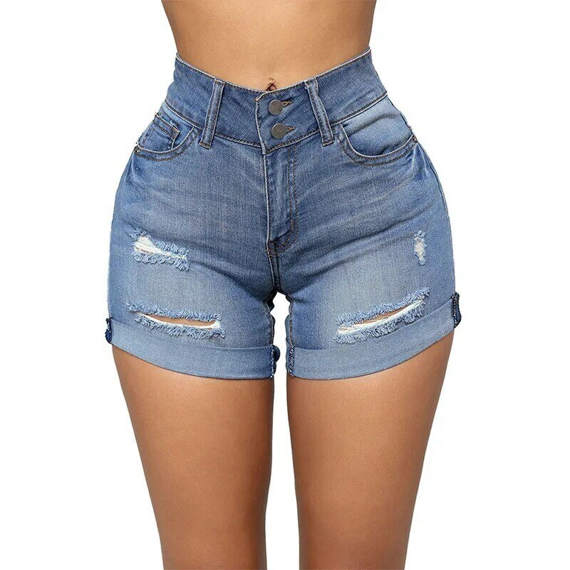 Jeans for Women Fashion Casual High Elastic Ripped Denim Shorts Ladies Jeans Women's Clothing