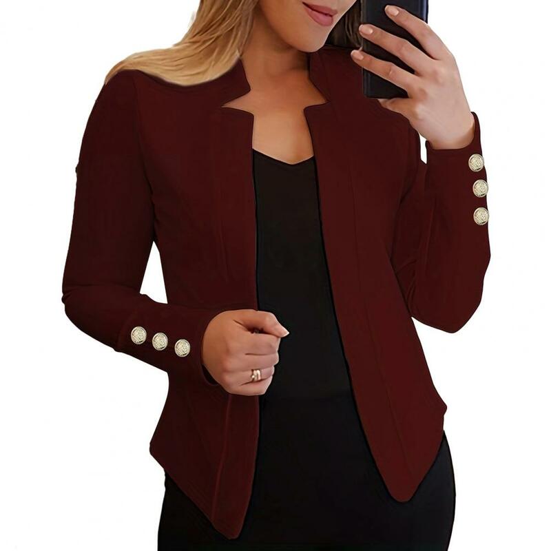 Women Spring Autumn Suit Coat Notched Collar Long Sleeve Suit Jacket Slim Fit Open Front Casual Business Cardigan
