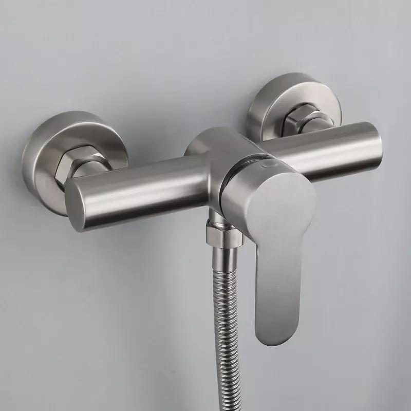 Bathroom Shower Faucet Set Stainless Steel Triple Bathtub    Water Mixer Valve Nozzle Tap Hot and Cold 