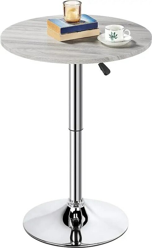 높이 조절 가능한 라운드 펍 테이블 카운터 바 높이 MDF 탑 테이블, 360 ° 회전 바 테이블, 높은 칵테일 테이블, 비스트로 테이블