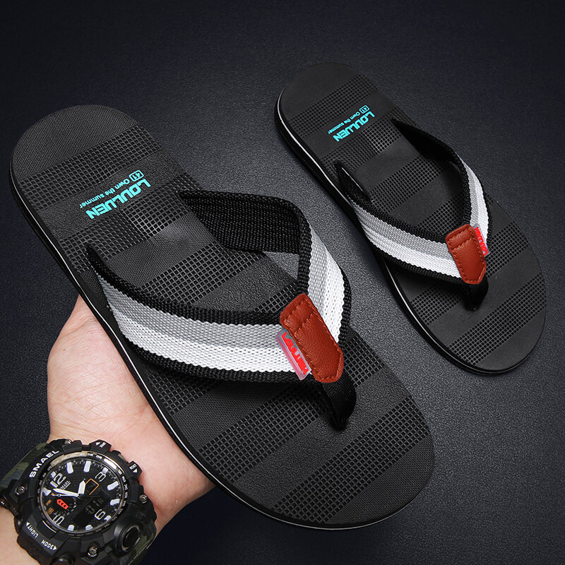 2024 kualitas tinggi merek Fashion pria sandal jepit musim panas pantai sandal jepit pria kasual bernapas tebal pantai pria sandal luar ruangan