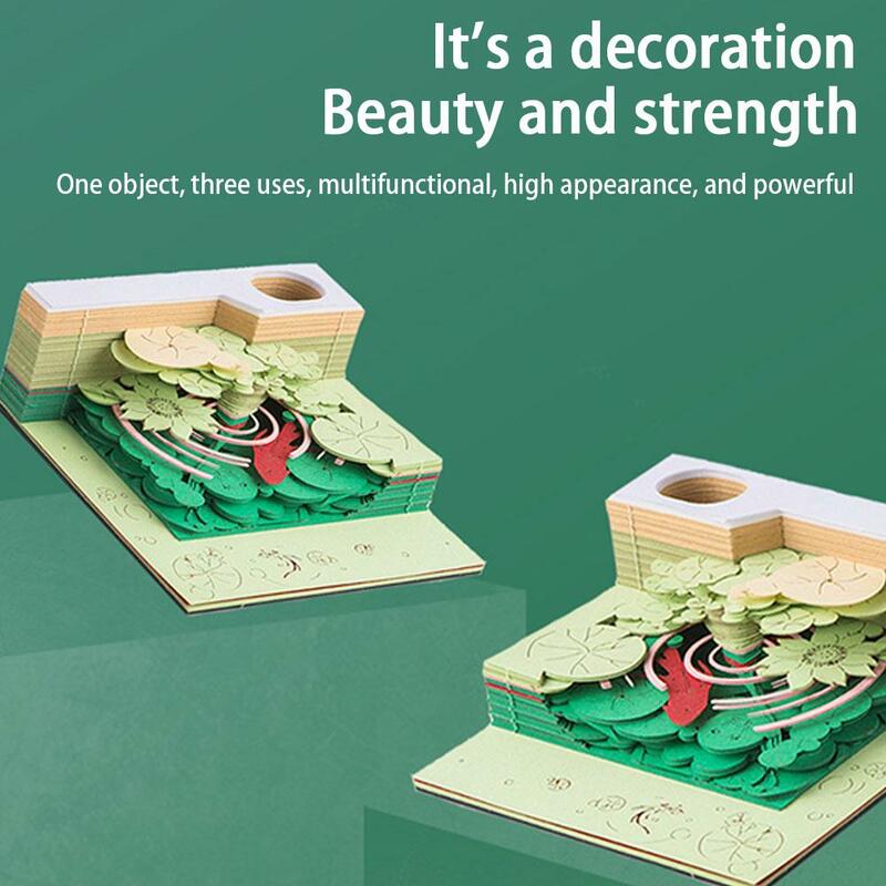 Good Luck Koi 3D Paper Carving Model Note Table Three-dimensional Xmas Gifts Notepad Model Box Paper Holiday Pen With Holde Z6T3