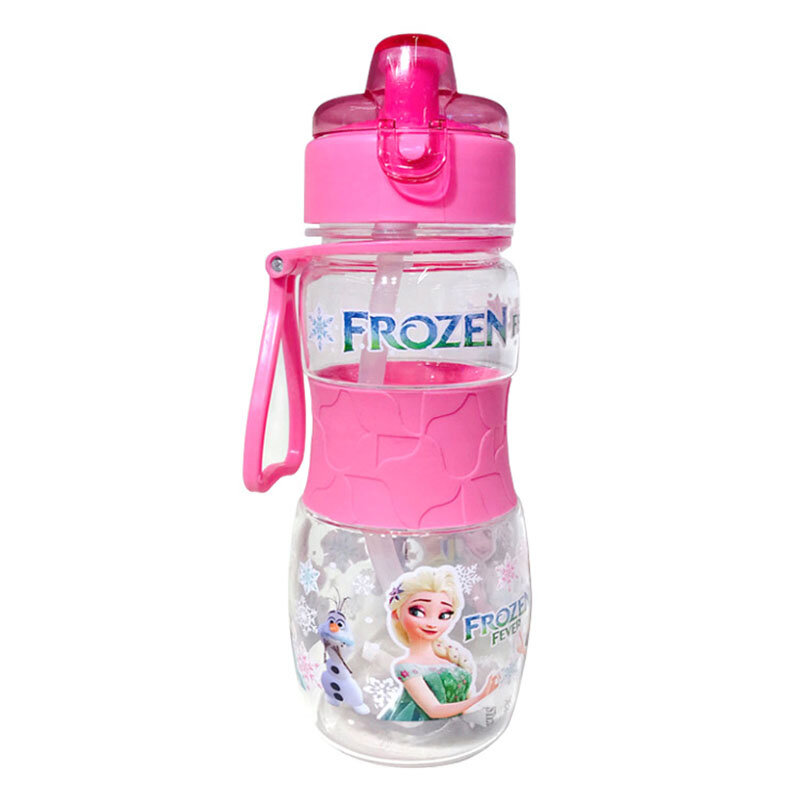 Disney-taza de agua con pajita para niños, vasos de alimentación con dibujos animados creativos de Frozen Cars, Marvel, Spiderman, botellas portátiles para exteriores
