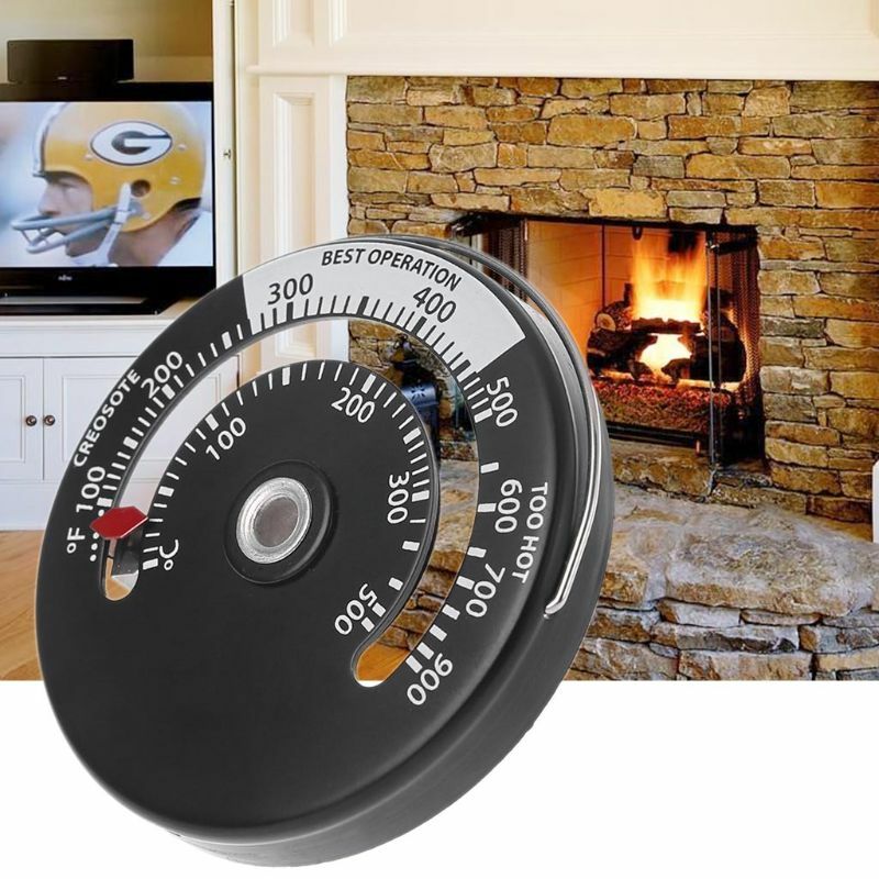 Thermomètre ventilateur cheminée magnétique Durable en d'aluminium avec anneaux ceinture pour mesure