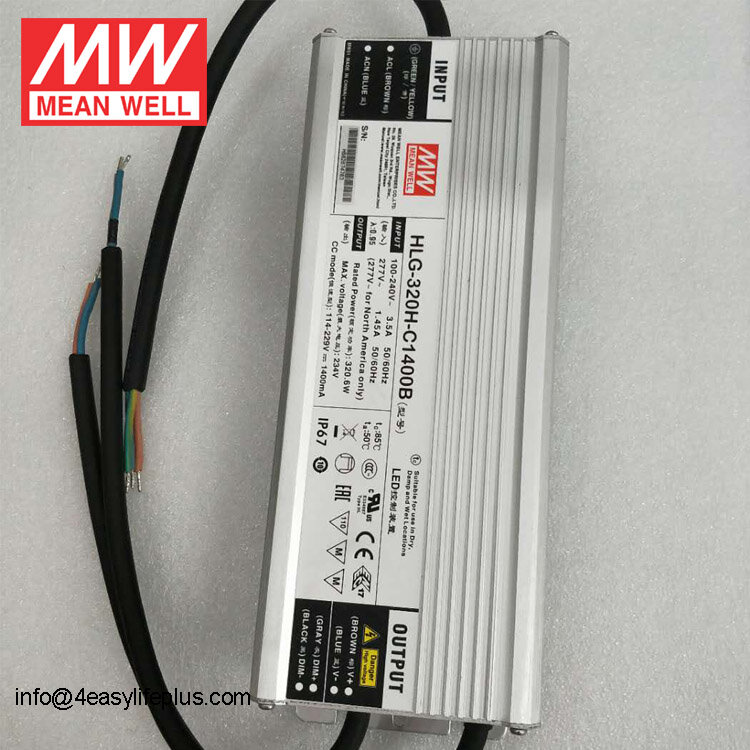 Meanwell-Controlador LED de corriente constante, HLG-320H-C1400B, 320W