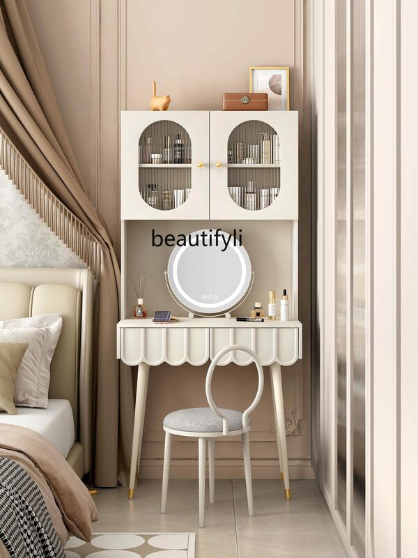 ที่เก็บโต๊ะเครื่องแป้งสไตล์ฝรั่งเศสแบบบูรณาการโต้ะเครื่องแป้งห้องนอนเรียบง่ายทันสมัย