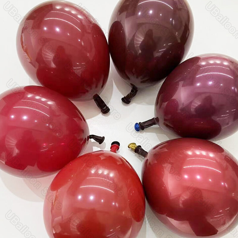 Ballons en Latex bordeaux, 5/10/12/18 pouces, Double peluche, simples, bordeaux, rubis, rouge cerise, pour décoration de fête d'anniversaire et de mariage
