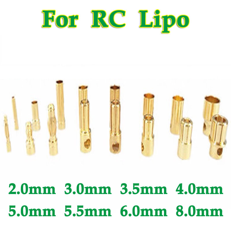 1-10 Paar 2mm/3,0mm/3,5mm/4mm RC-Batterie vergoldeter Bullet-Bananen stecker Hochwertiger männlicher Bullet-Bananen stecker