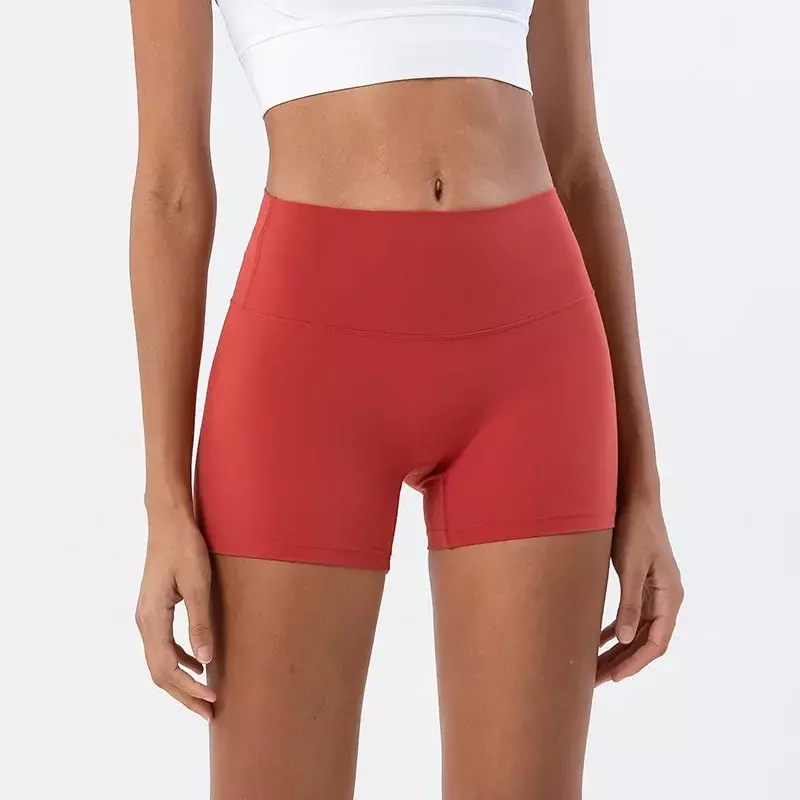 Celana pendek Yoga pinggang tinggi wanita, Legging Anti koil, cepat kering, Fitness, lari, bersepeda, olahraga, dengan logo cetak