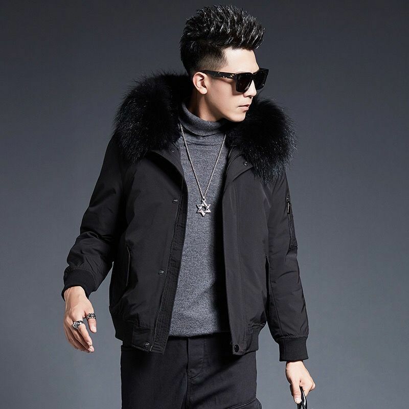 남성용 방수 짧은 재킷, 모조 모피, 너구리 모피, 분리형 겨울 코트, 겨울 의류, 2023 신상