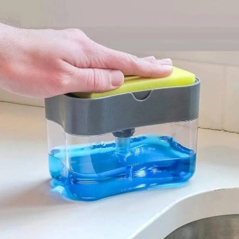 Dispensador automático de jabón para cocina, botella para jabón líquido, esponja de cocina, soporte para esponja Manual