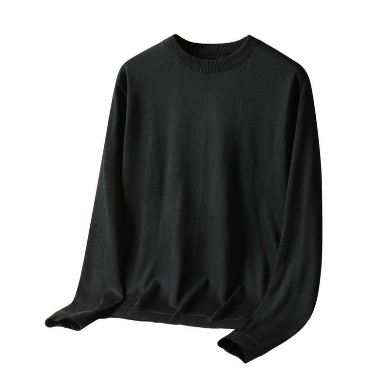 Однотонный свитер, уютный вязаный свитер с круглым вырезом для осени и зимы, мягкий пуловер с длинным рукавом и защитой от усадки для женщин
