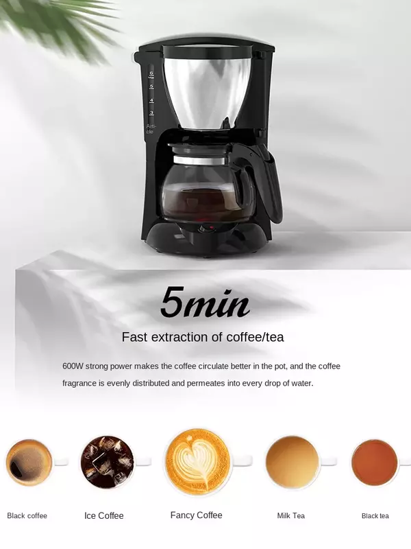 Sonifer-American Drip Coffee Machine, Eletrodomésticos de cozinha, Dripping Cafeteira, Brew automático, Chá em pó, Leite, Cerâmica, Copo duplo