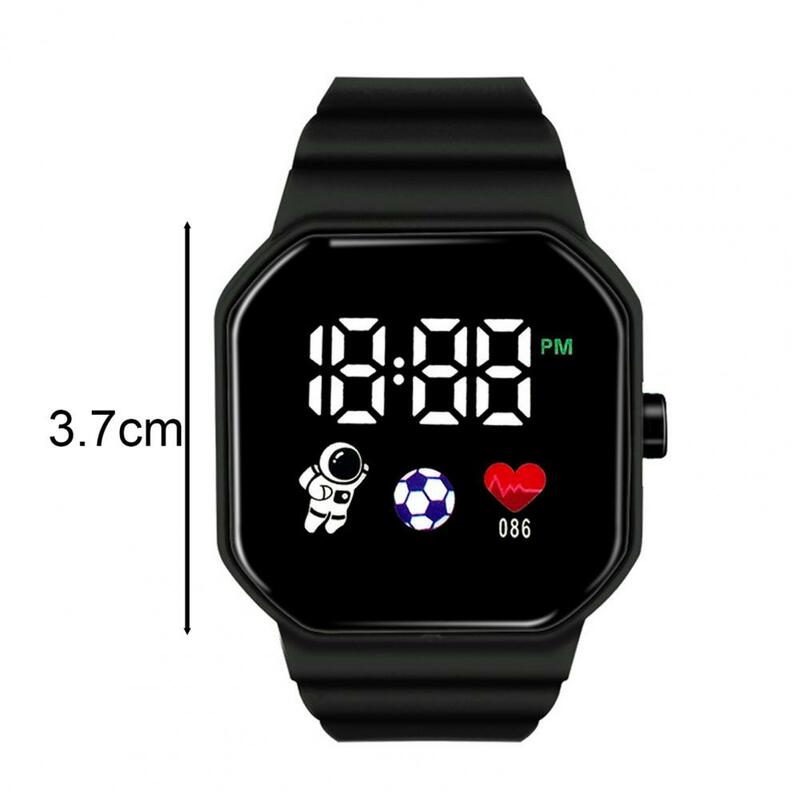 Unisex Square Dial LED Watch, relógio de pulso leve, tipo de botão ajustável, Silicone Strap, leve, estudante e crianças