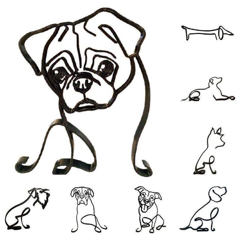 تمثال معدني مجردة لنحت الكلاب ، مجموعة حيوانات ، غرفة معيشة ، ديكور فني للمكتب والدراسة