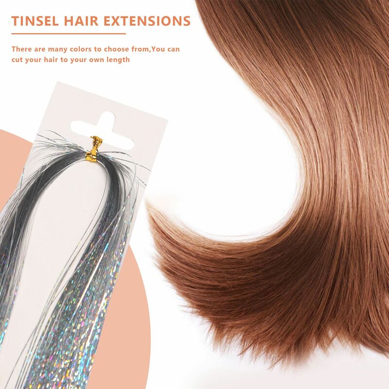 Hair Tinsel Strands Kit, Tinsel Hair Extensions, Fairy Hair Tinsel Kit for Women Girls with Tools (12 Colors)