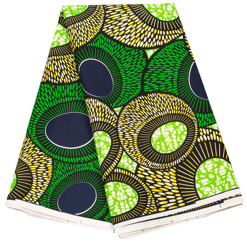 Tecido Batik Geométrico Impresso Verde Africano, Ancara, Cera, Vestido, Costura, Artesanato Tissu, Material Têxtil DIY para Casamento, 6 Jardas