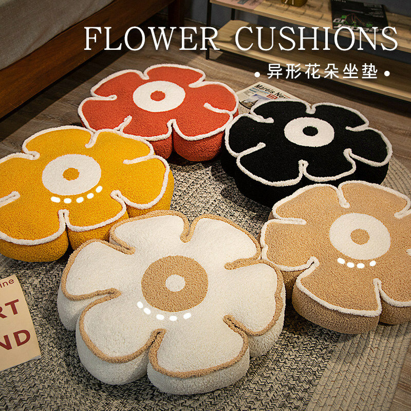 Irregular shape Flower Throw Pillow Cushion Soft Stuffed Fluffly Flower Floor Pillow Seating Sofa Cushion Kawaii Room Decor