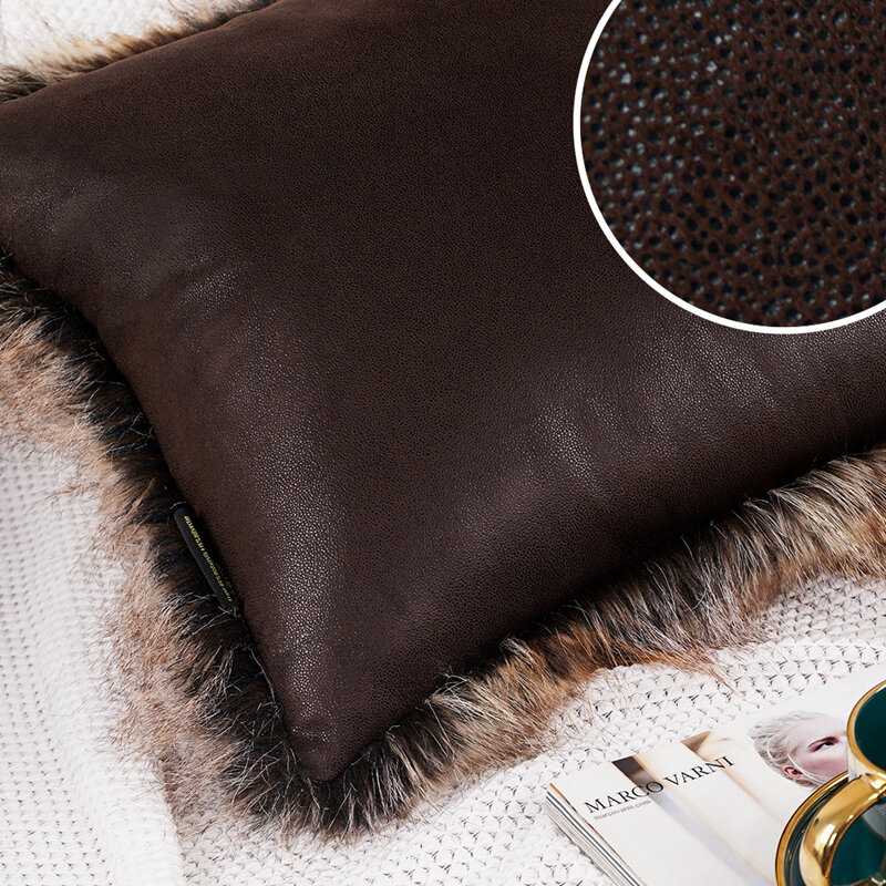 Luksusowe futra poszewka na poduszkę do życia sypialnia krzesła brązowe pluszowe miękka poszewka do dekoracji 45*45CM Home Decor