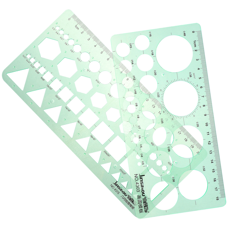 2Pcs Students Drawing Rulers Geometric Drawing Measuring Template Stencil Ruler for Students