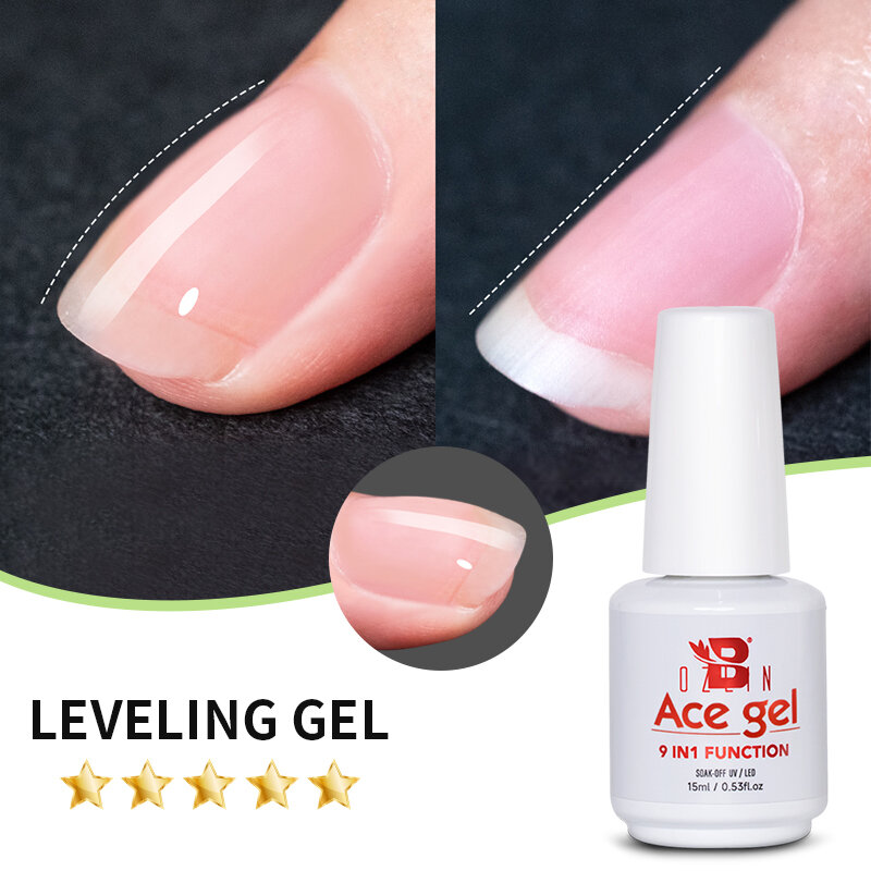 BOZLIN 15ML Ace Gel 9-in-1 Nail Glue Gel Nail Polish Thickness Transparent Semi Permanent  Function UV Gel Soak Off Nail Art