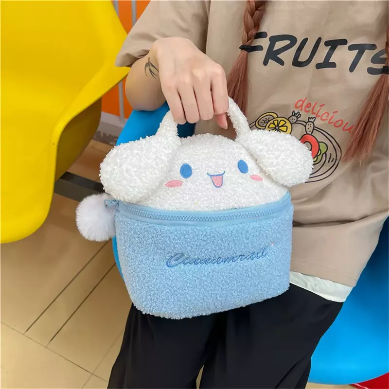 Anime Sanrio Hello Kitty pluszowa kosmetyczka Cinnamoroll Kuromi moja melodia torebka do makijażu podróżne torby do przechowywania pluszowa zabawka prezent dla dziewczynki
