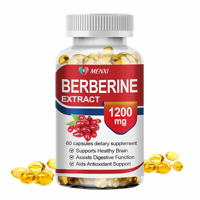 Menxi Berberine Hcl 1200Mg, Hoge Absorptie Hartgezondheid Bloedsuikerondersteuning-Glutenvrij, Vegetarisch En Niet-Gmo 60 Capsules