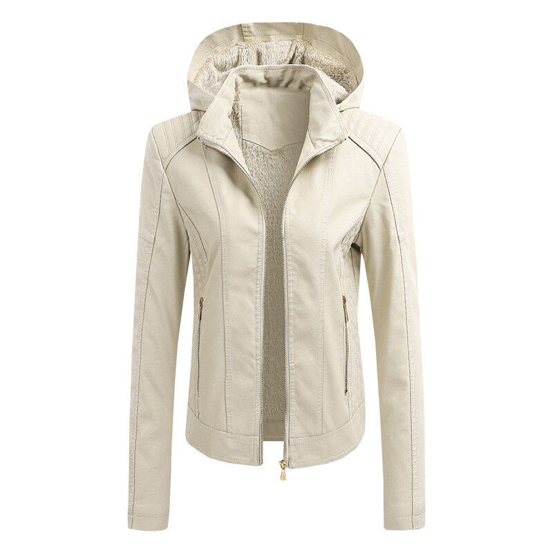 Herbst und Winter pujacket Mantel für Frauen abnehmbare Fleece gefütterte Kapuzen ledermantel europäische und amerikanische Damen bekleidung