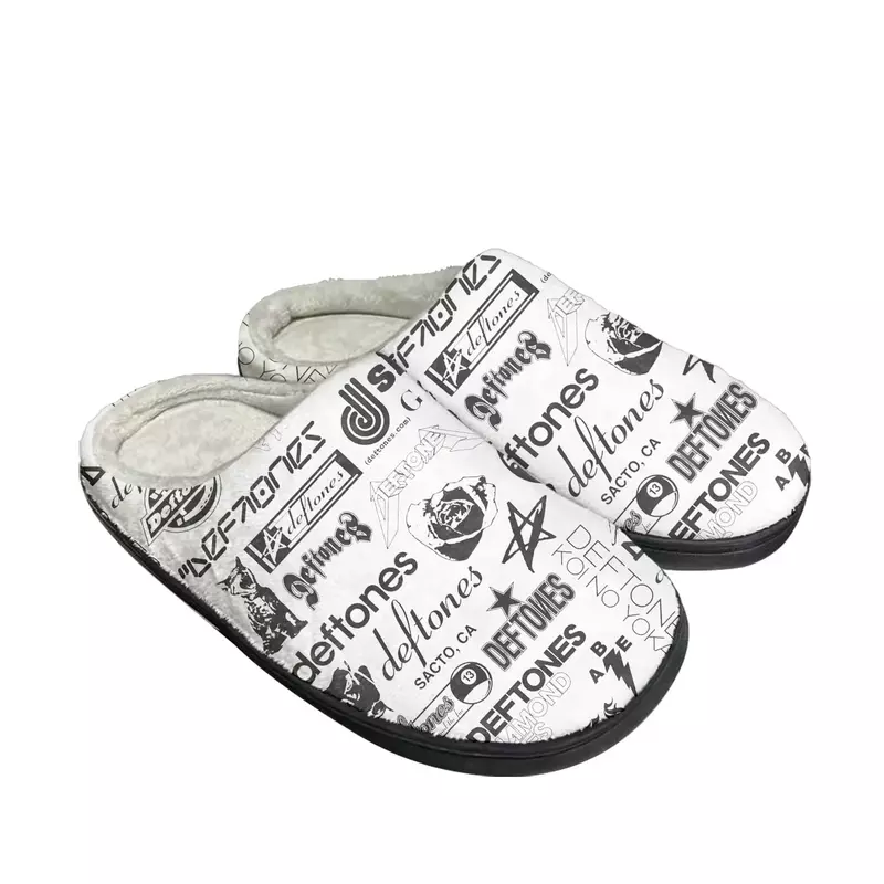 DEFTONES-Pantoufles thermiques personnalisées en coton pour hommes et femmes, sandales en peluche pour chambre à coucher, chaussures décontractées pour garder au chaud, art du métal, groupe de rock