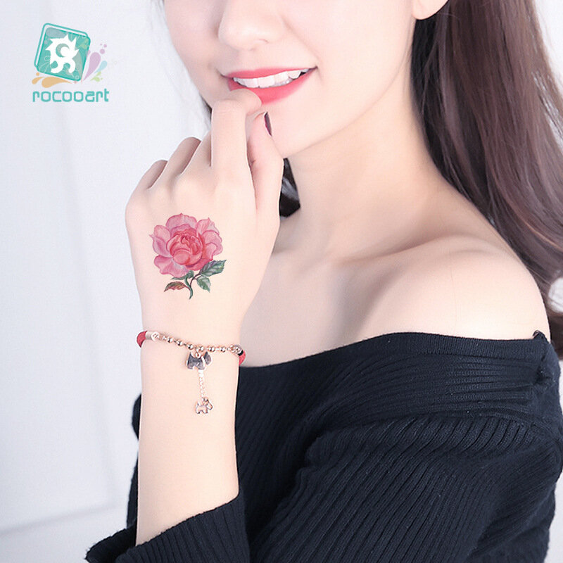 20Pc Waterproof Flower Tattoo Sticker Personalized Fashion and Aesthetic Flower Color Temporary Tattoos Sticker Size 60 * 60mm