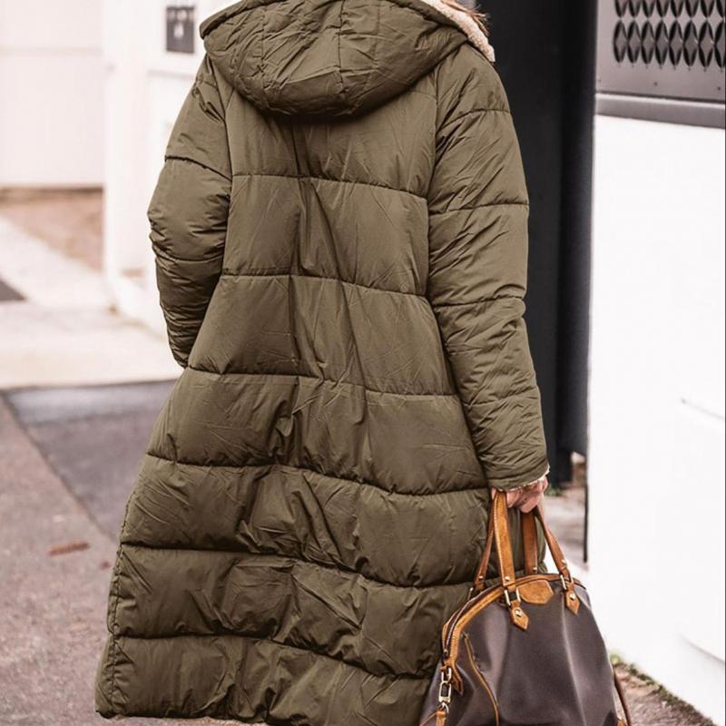 Double Sided Women's Loose Solid Color Plush Long Parka 2023 New Winter Parka Women's Casual Long Sleeved Hooded Zippered Coat