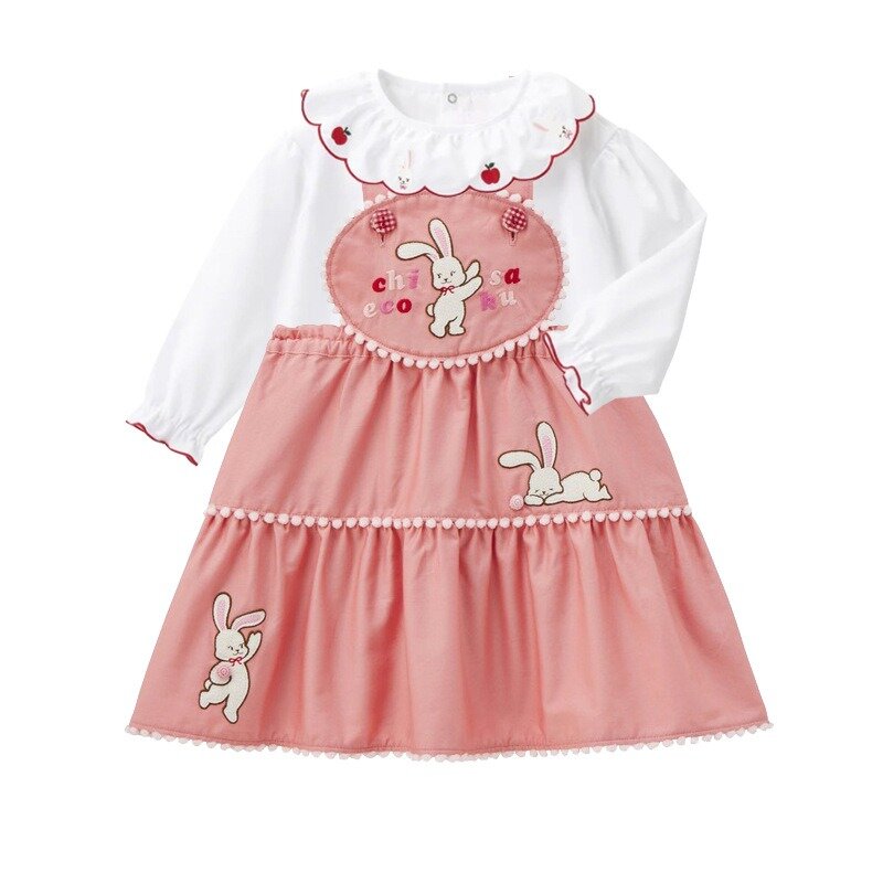 Летние повседневные платья для девочек, юбка с кроликом, детская одежда, платье для маленьких девочек, японские детские юбки, халаты, Детские платья для девочек