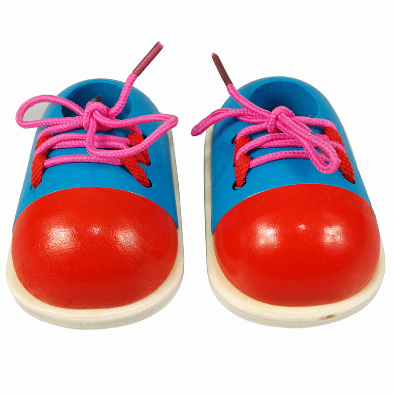 1 Peça Crianças DIY Aprendizagem Educação Moda Criança Lacing Sapatos Montessori Crianças Brinquedos De Madeira Crianças Brinquedos
