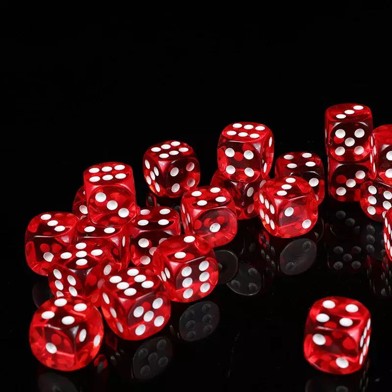 Dados rojos transparentes, esquinas redondeadas derecha, accesorios para juegos de mesa, 19mm, 10 unidades por juego