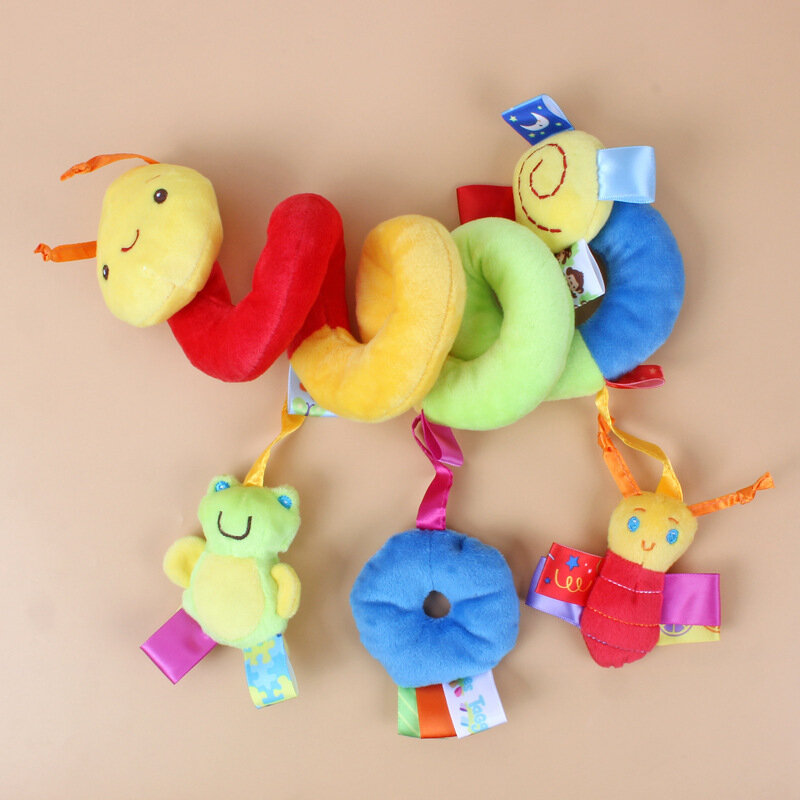 Cama con etiqueta colorida para bebés y niños pequeños, juguetes de comodidad para bebés colgantes alrededor de la cama