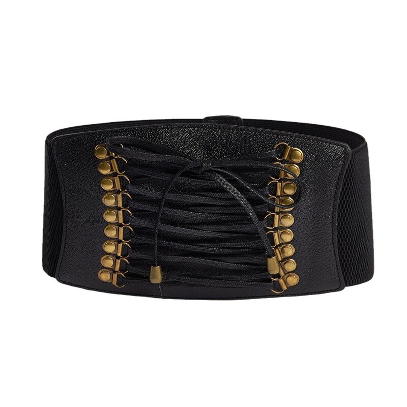 Cinturón ancho negro elástico versátil para mujer, vestido Vintage, falda, camisa, abrigo, decoración, cinturón, cubierta de cintura, nuevo, superventas, moda