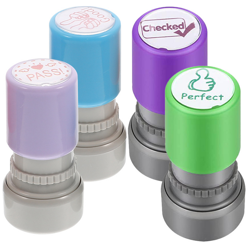 4Pcs Educational Stampers Teacher Reward Seals Classroom Supplies Plastic Vibrant Supplies