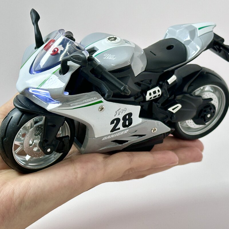 Mini modèle de moto en alliage moulé sous pression pour garçons, jouet de course arrière côtelée, véhicule lomatéritive, simulation de voiture, collection de cadeaux, 1:8