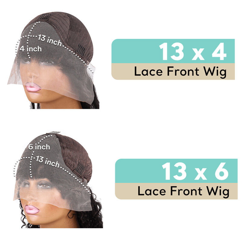 Peruca frontal de onda profunda para mulheres, perucas de cabelo humano encaracoladas, peruca com renda brasileira molhada e ondulada, 13x4, 3x6 HD